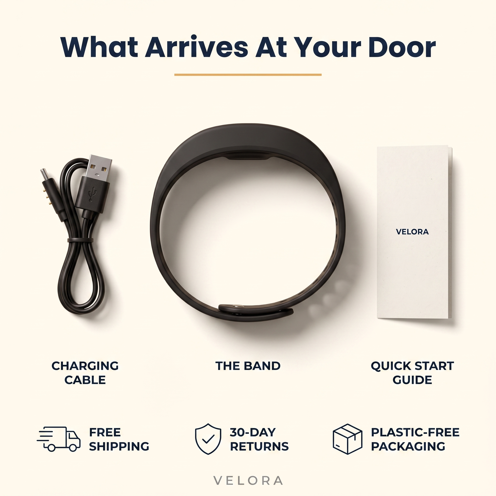 What arrives in the box with the Velora Wake Band
